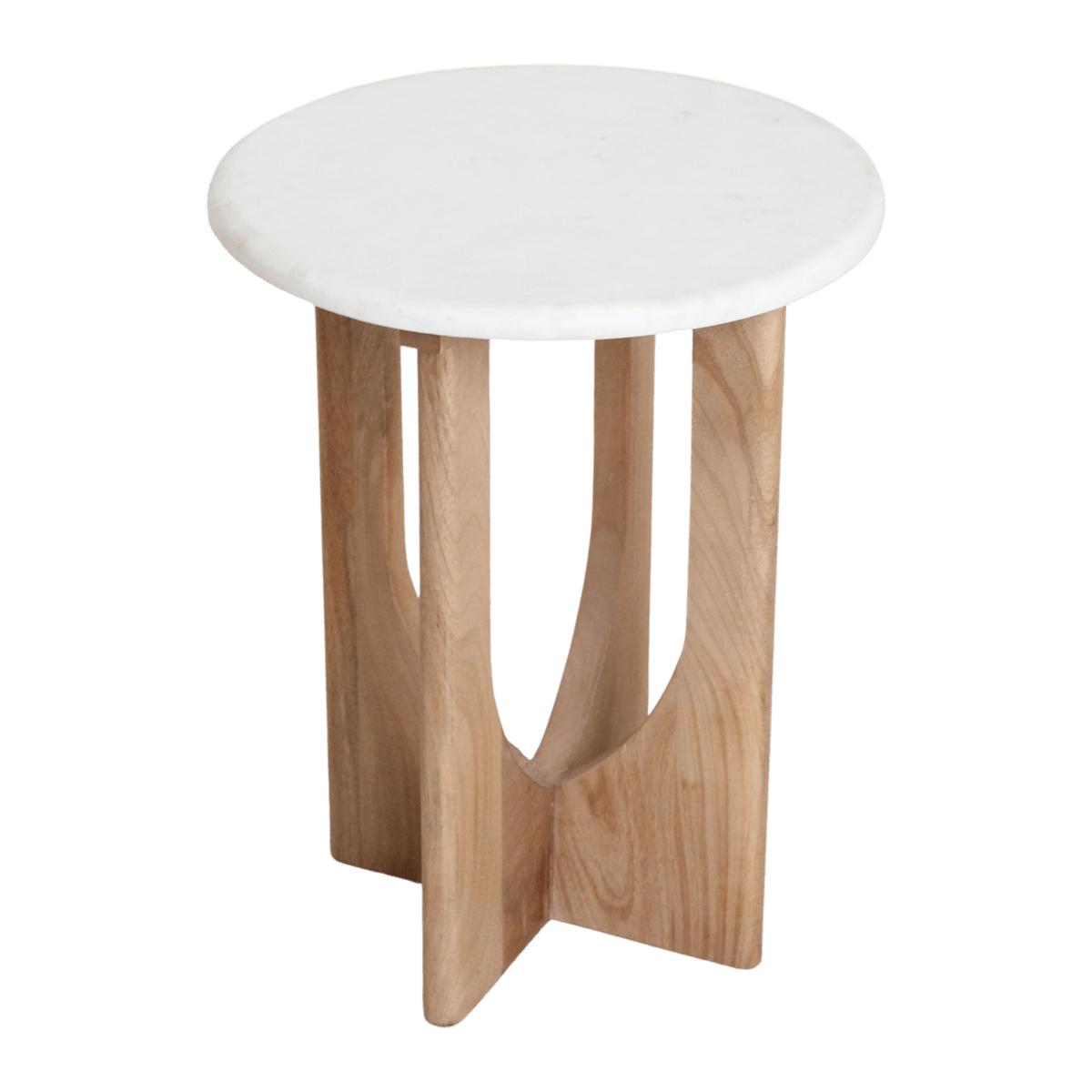 Bijzettafel Kuching Marmer Wit - Mangohout onderstel - Bijzettafel - BUVV Home