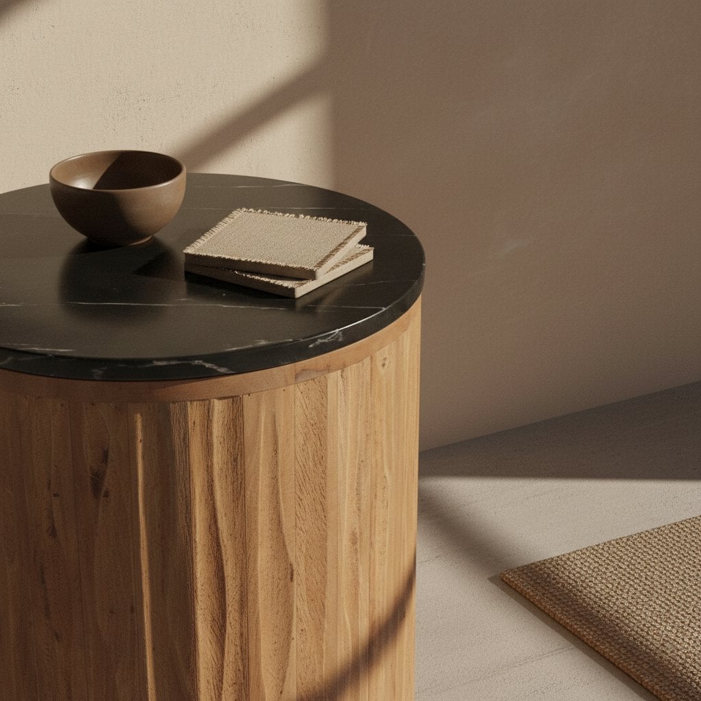 Bijzettafel Langkawi Marmer Zwart - Mangohouten onderstel - Bijzettafel - BUVV Home