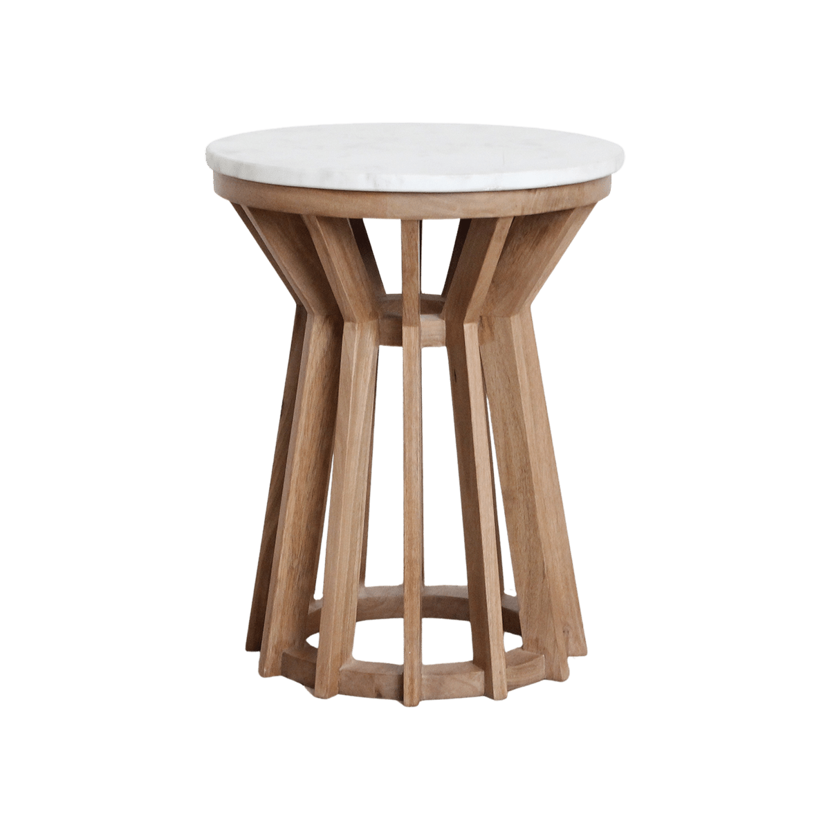 Bijzettafel Sarawak Marmer Wit - Mangohout onderstel - Bijzettafel - BUVV Home