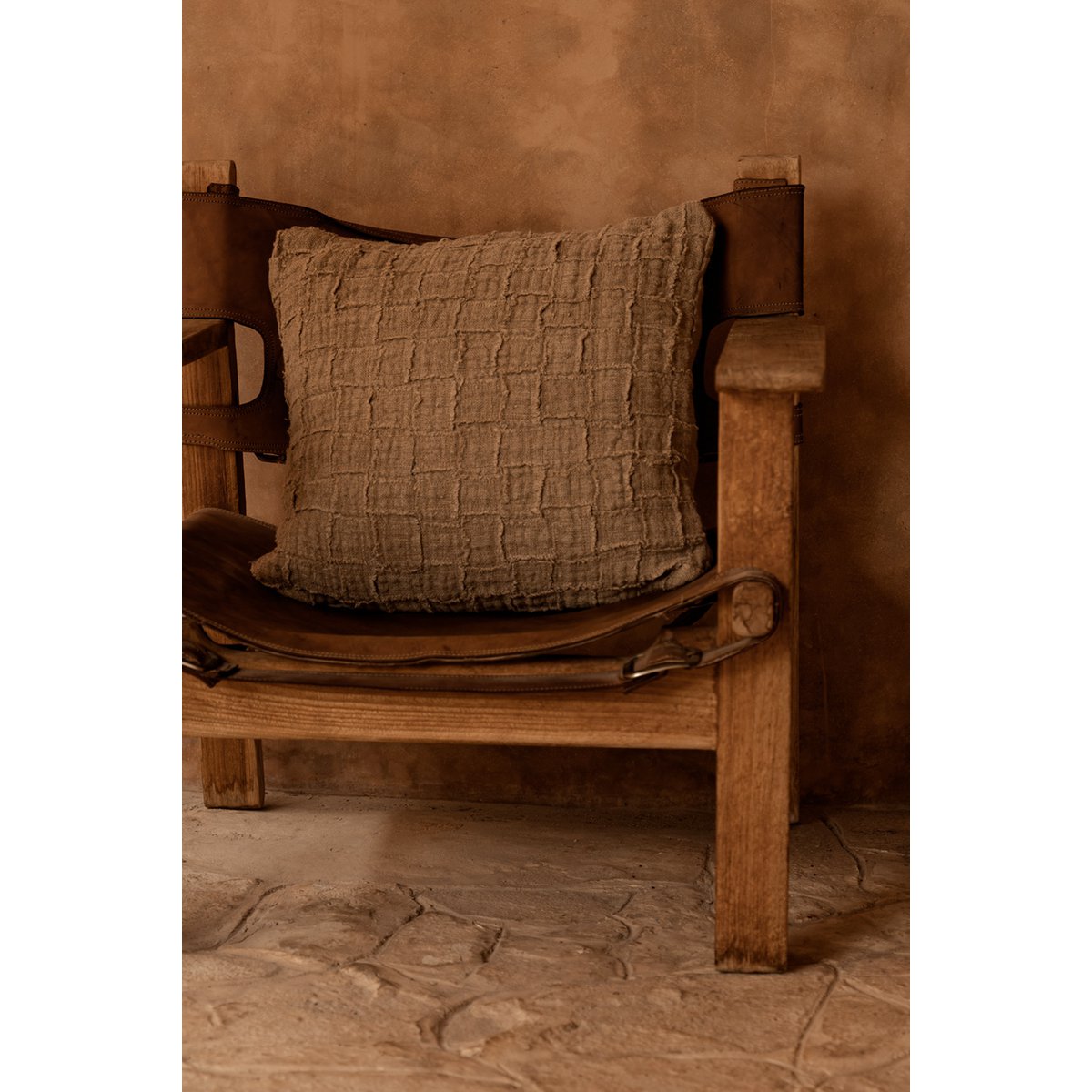 De linnen Damier kussenhoes - naturel - BUVV Home