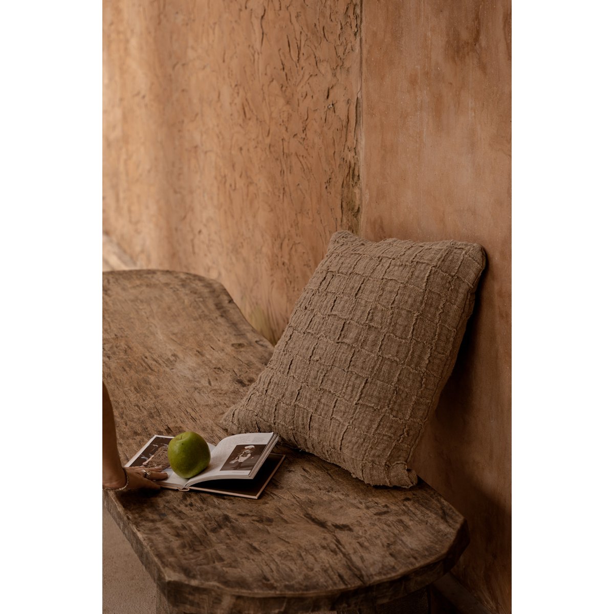 De linnen Damier kussenhoes - naturel - BUVV Home