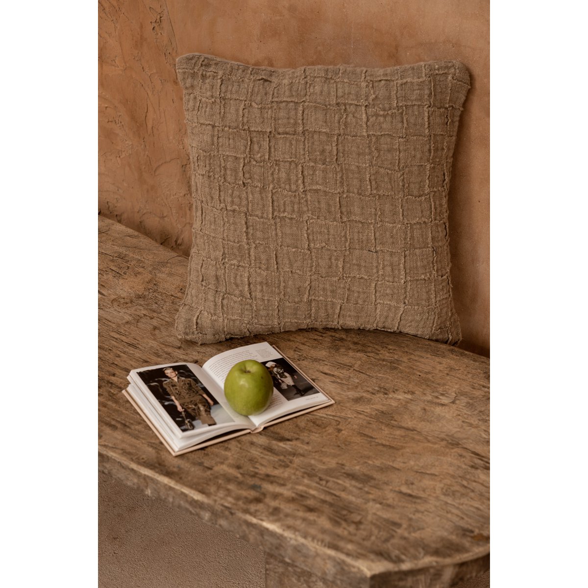 De linnen Damier kussenhoes - naturel - BUVV Home