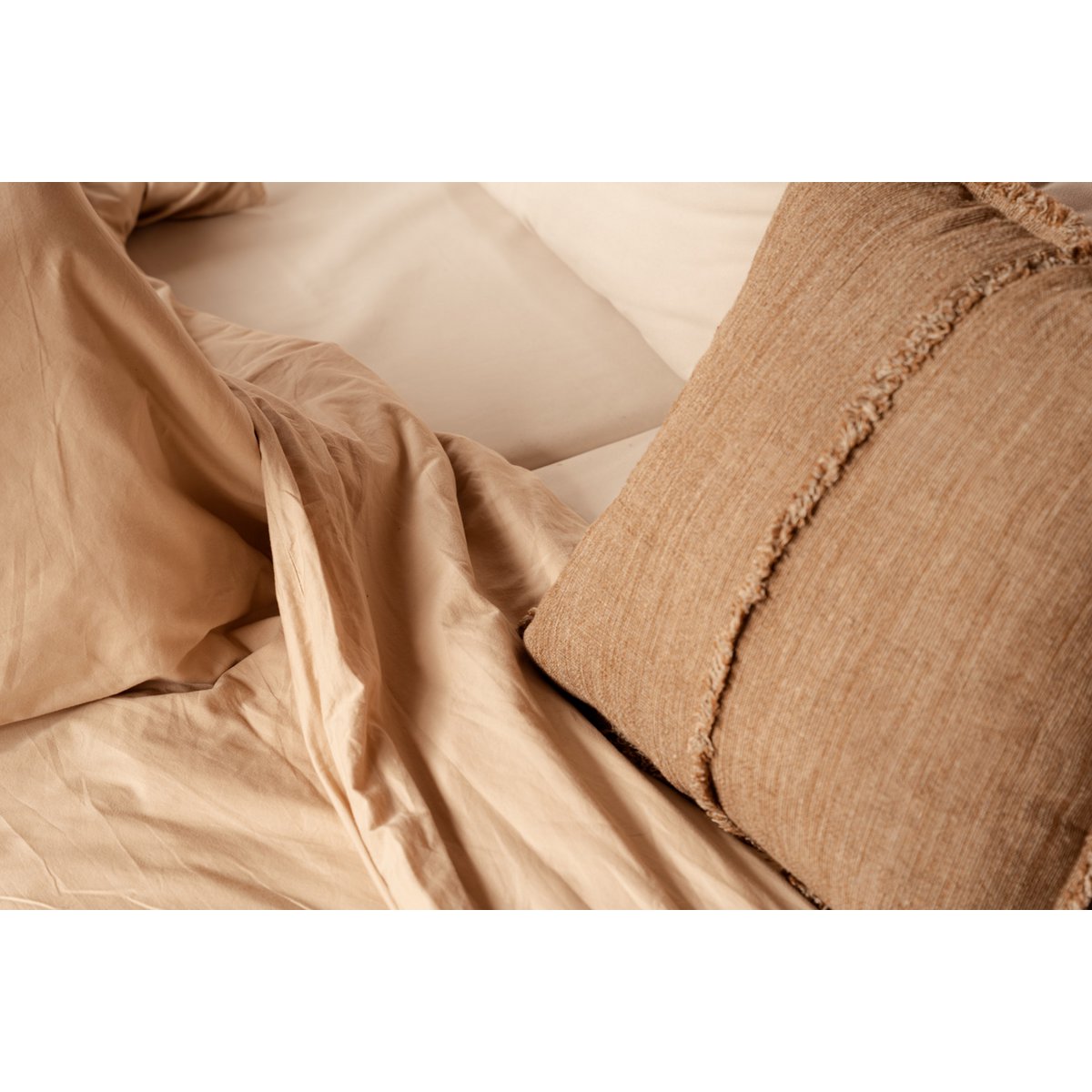 De Sahara Fringe Kussenhoes - Natuurlijk Bruin - 50x50 - Kussen - BUVV Home
