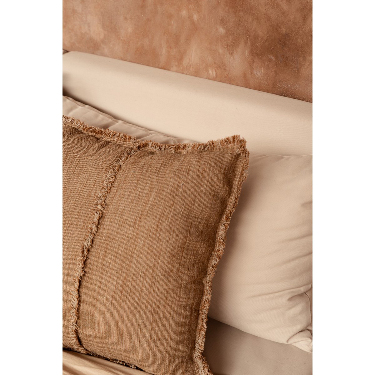 De Sahara Fringe Kussenhoes - Natuurlijk Bruin - 50x50 - Kussen - BUVV Home