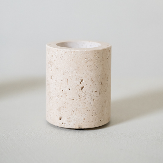 Travertijn Waxinelichthouder M (Ø6 x H7 cm)