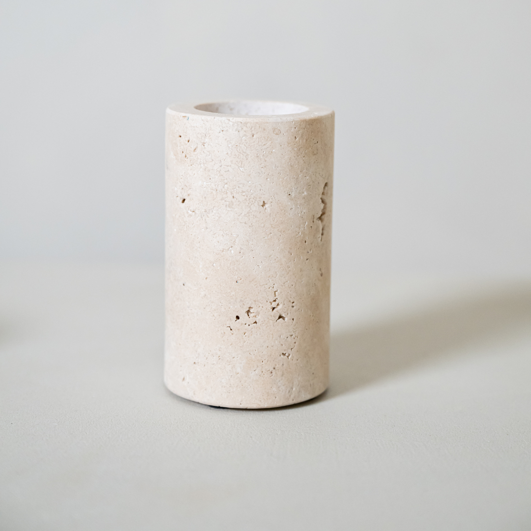 Travertijn Waxinelichthouder - Set van 3