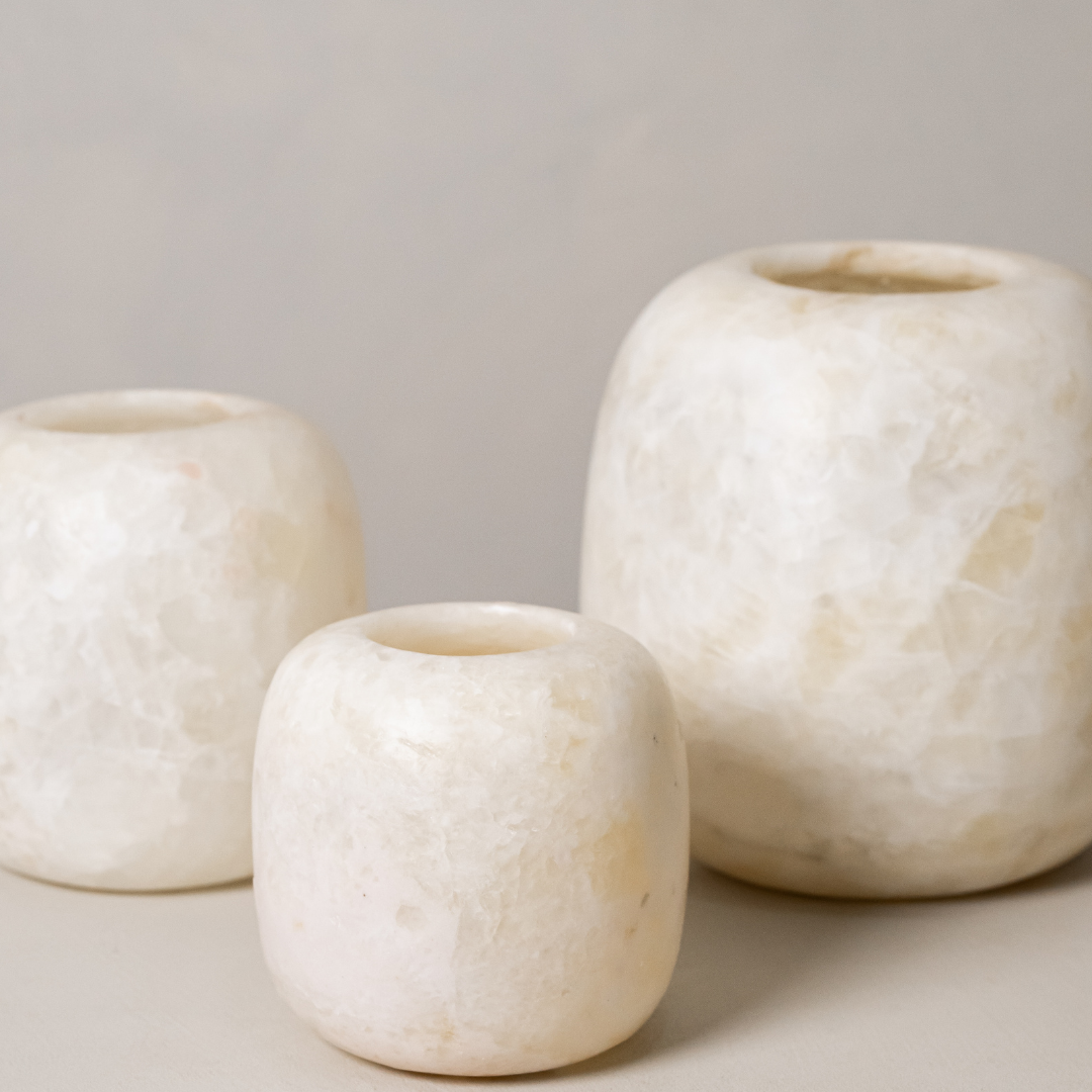 Alabaster Waxinelichthouder Wit