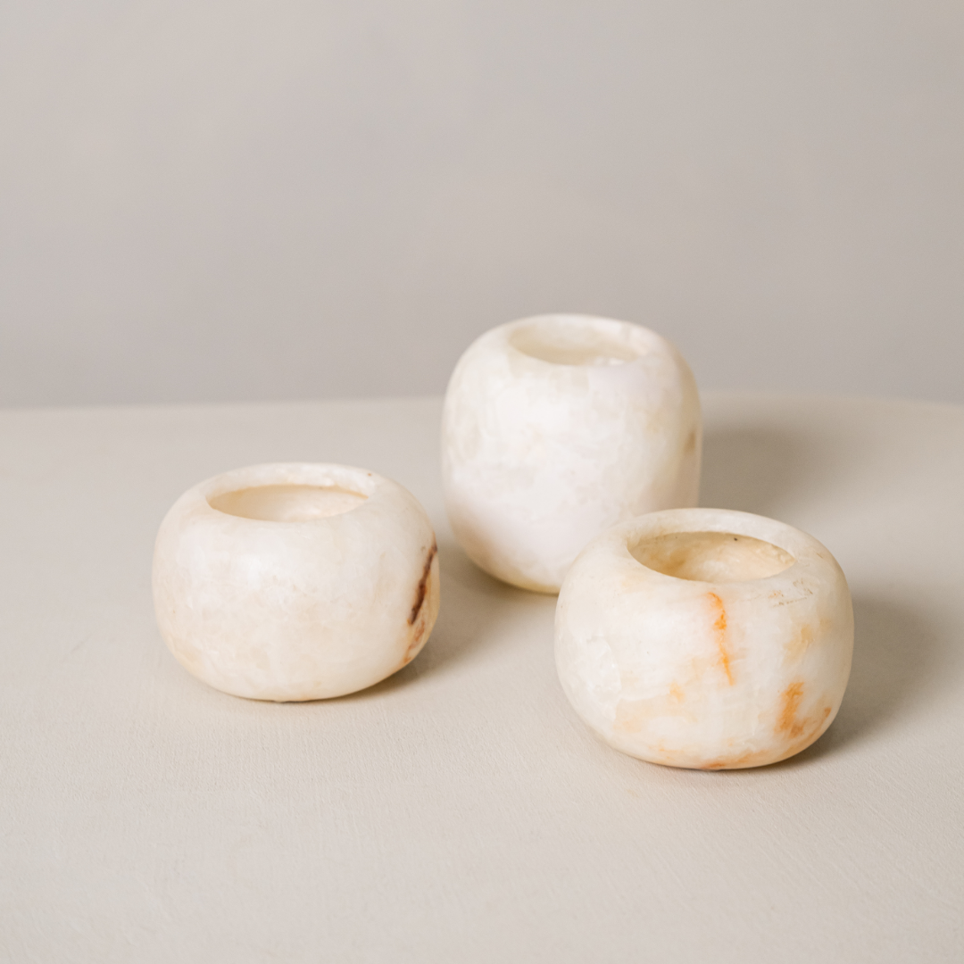 Alabaster Waxinelichthouder Wit