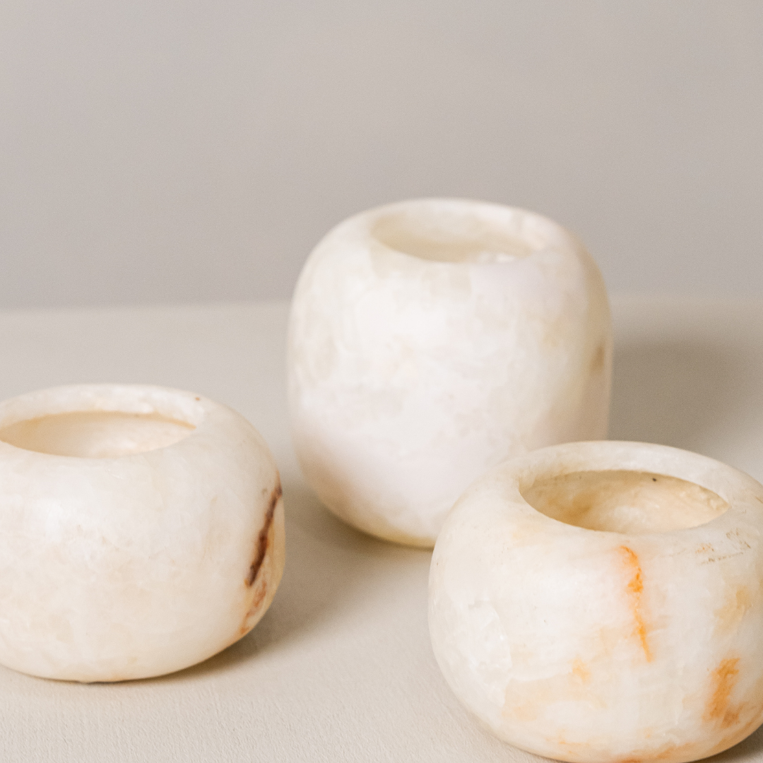 Alabaster Waxinelichthouder Wit