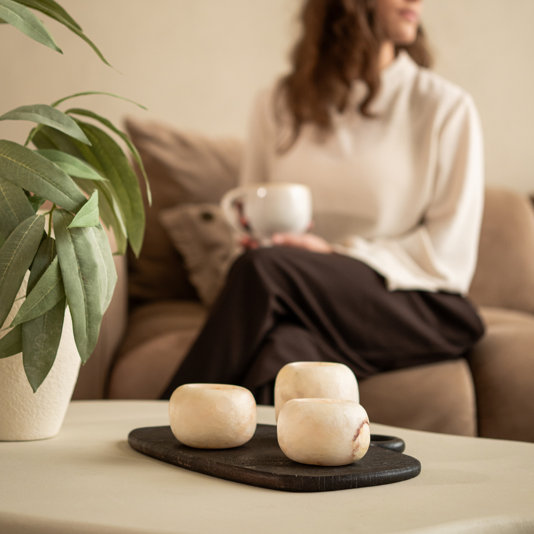Alabaster Waxinelichthouder Wit