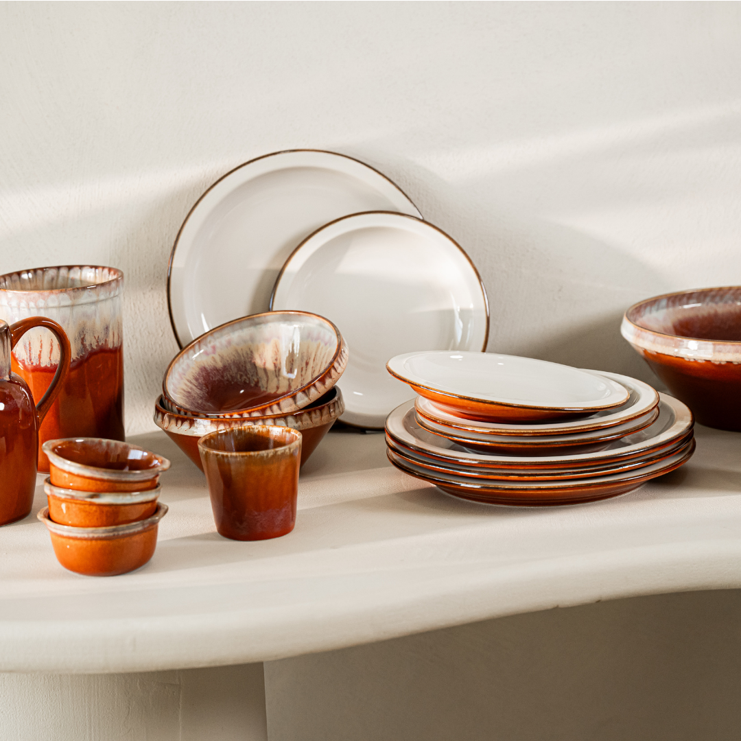 Serving Dish Pottery Caramel (Ø25 cm)