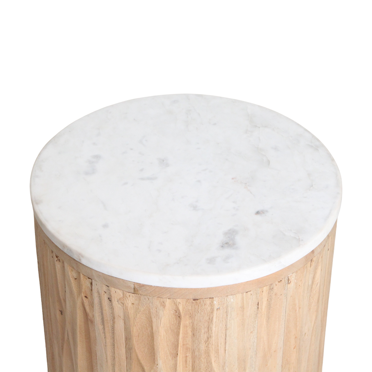 Bijzettafel Malakka Marmer Wit - Mangohouten onderstel