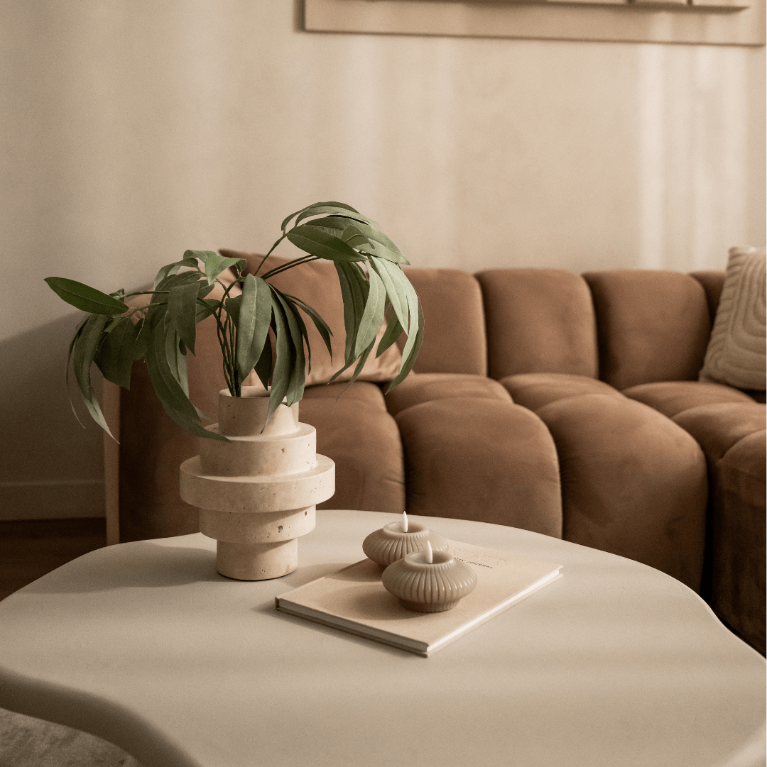 Agano Travertijn Vaas – Handgemaakt Natuursteen L - Vaas - BUVV Home