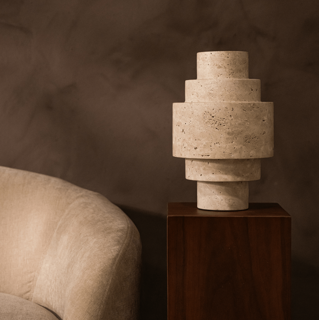 Agano Travertijn Vaas – Handgemaakt Natuursteen L - Vaas - BUVV Home