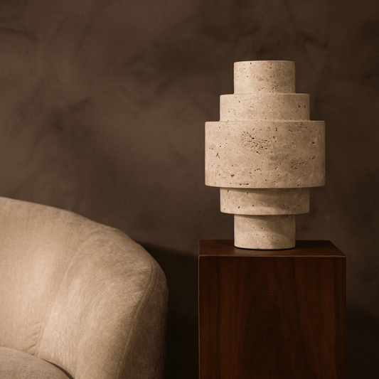 Agano Travertijn Vaas – Handgemaakt Natuursteen L - Vaas - BUVV Home