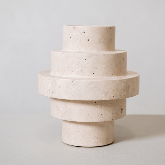 Agano Travertijn Vaas – Handgemaakt Natuursteen M - Vaas - BUVV Home