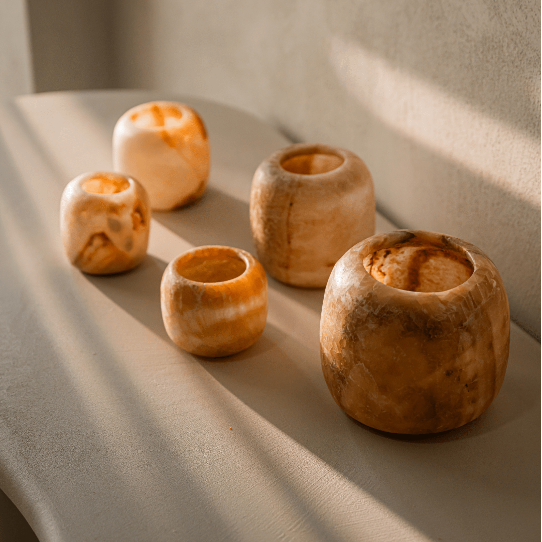 Alabaster Waxinelichthouder Bruin -Waxinelichthouder-BUVV Home
