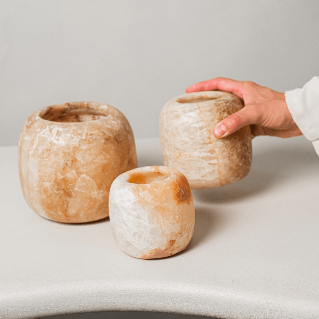 Alabaster Waxinelichthouder Bruin -Waxinelichthouder-BUVV Home