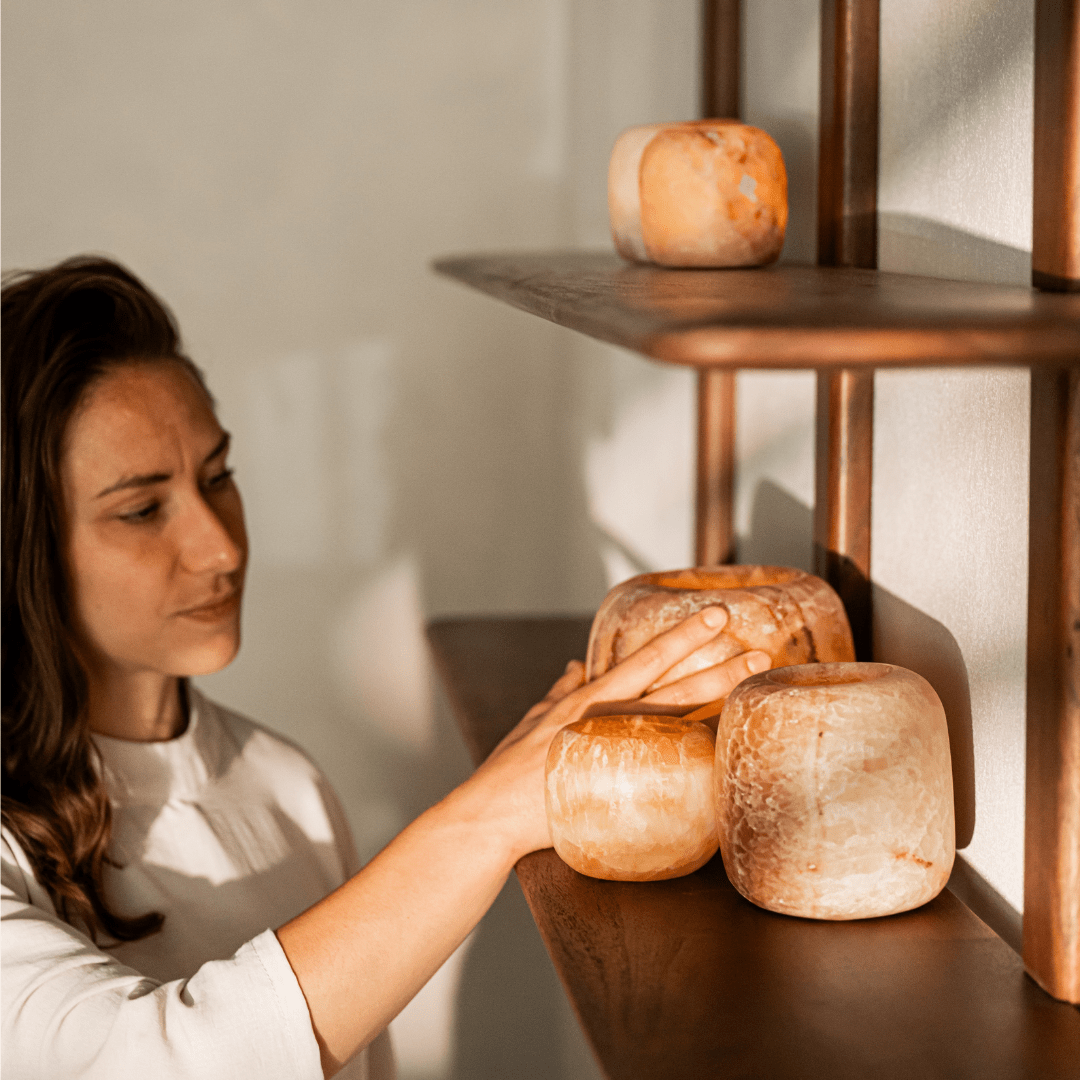 Alabaster Waxinelichthouder Bruin -Waxinelichthouder-BUVV Home