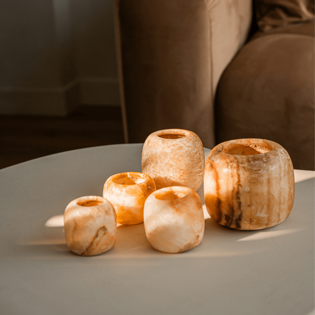 Alabaster Waxinelichthouder Bruin -Waxinelichthouder-BUVV Home