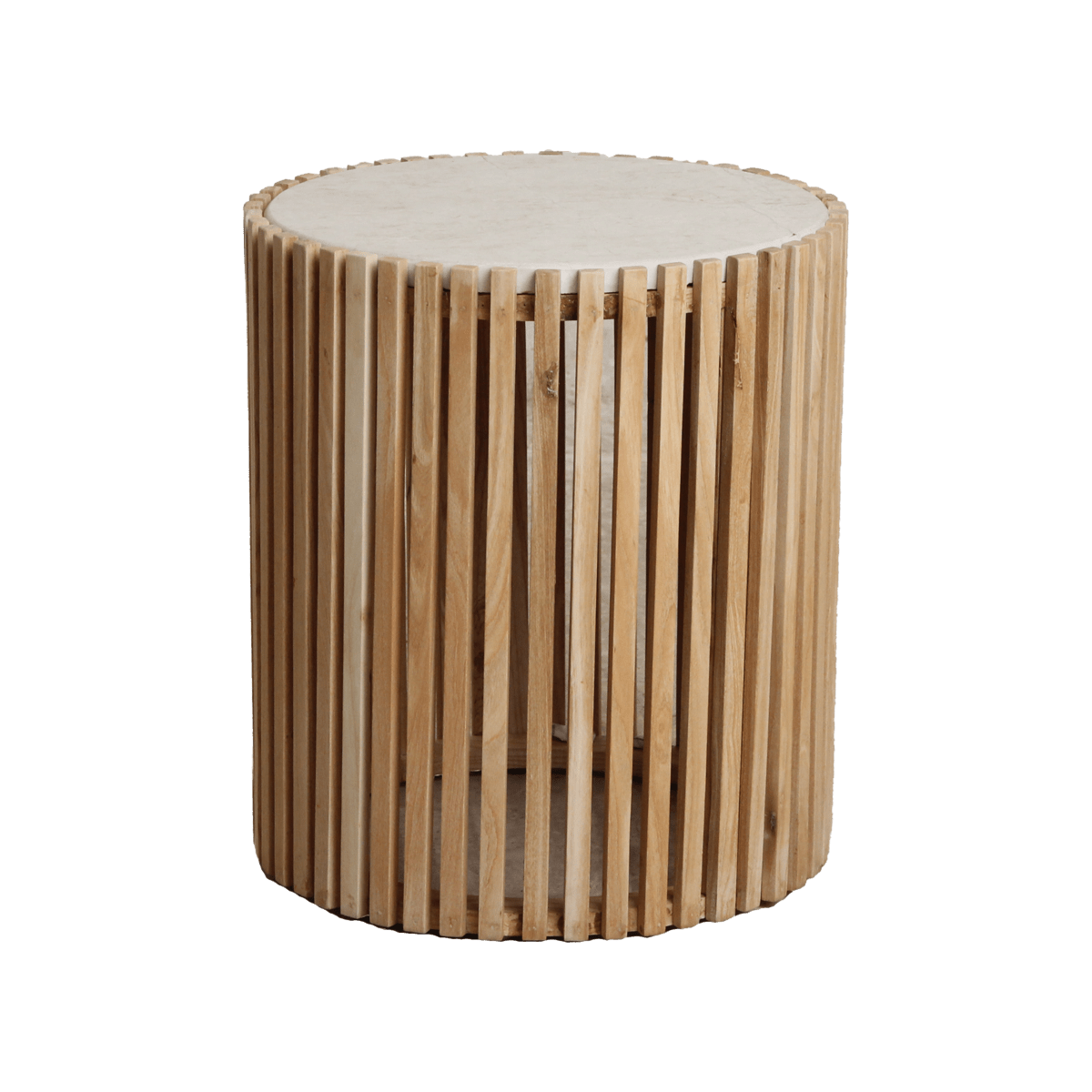 Bijzettafel Infinity Rond Marmer - Sungkai hout onderstel - Bijzettafel - BUVV Home