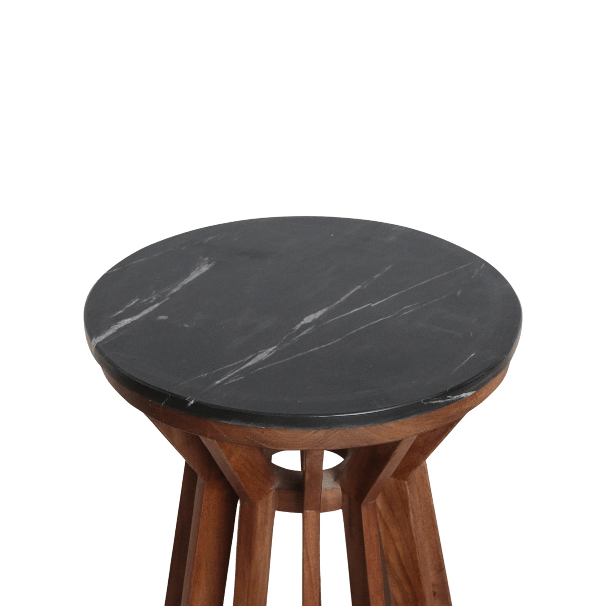 Bijzettafel Sabah Marmer Zwart - Mangohout onderstel - Bijzettafel - BUVV Home