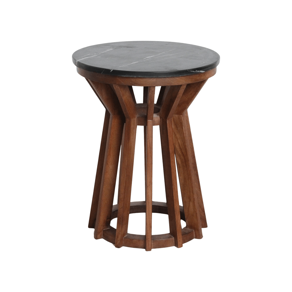 Bijzettafel Sabah Marmer Zwart - Mangohout onderstel - Bijzettafel - BUVV Home