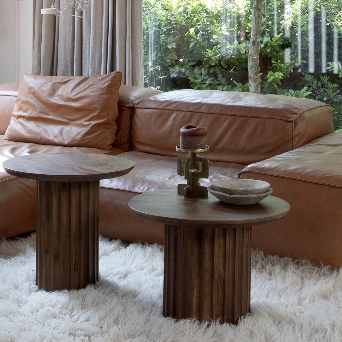 Bullnose bijzettafel bruin 50 cm - Mangohout - Bijzettafel - BUVV Home