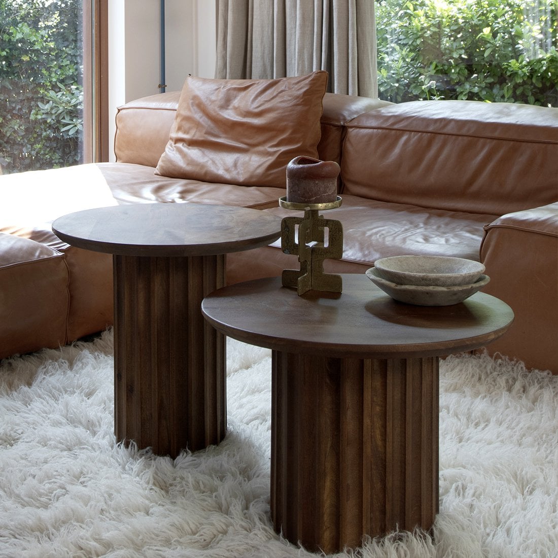 Bullnose bijzettafel bruin 55 cm - Mangohout - Bijzettafel - BUVV Home