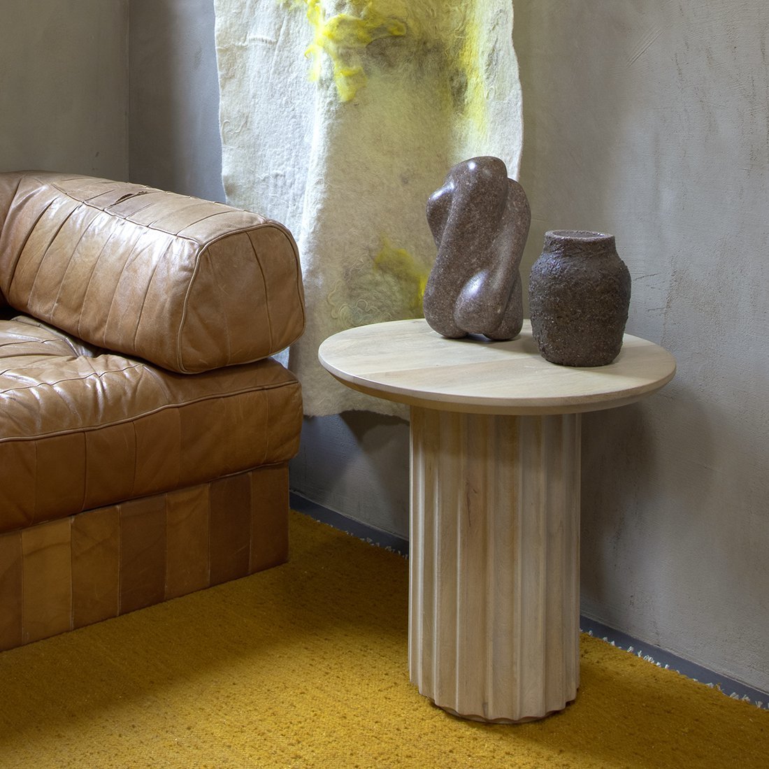 Bullnose bijzettafel naturel 50 cm - Mangohout - Bijzettafel - BUVV Home