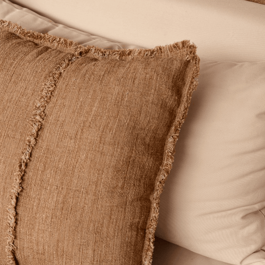 De Sahara Fringe Kussenhoes - Natuurlijk Bruin - 50x50 - Kussen - BUVV Home