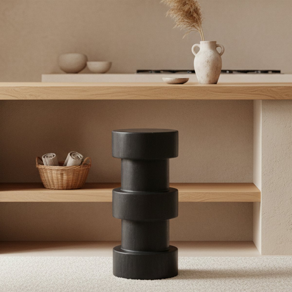 Forma barkruk Totoma zwart - Teakhout - Kruk - BUVV Home