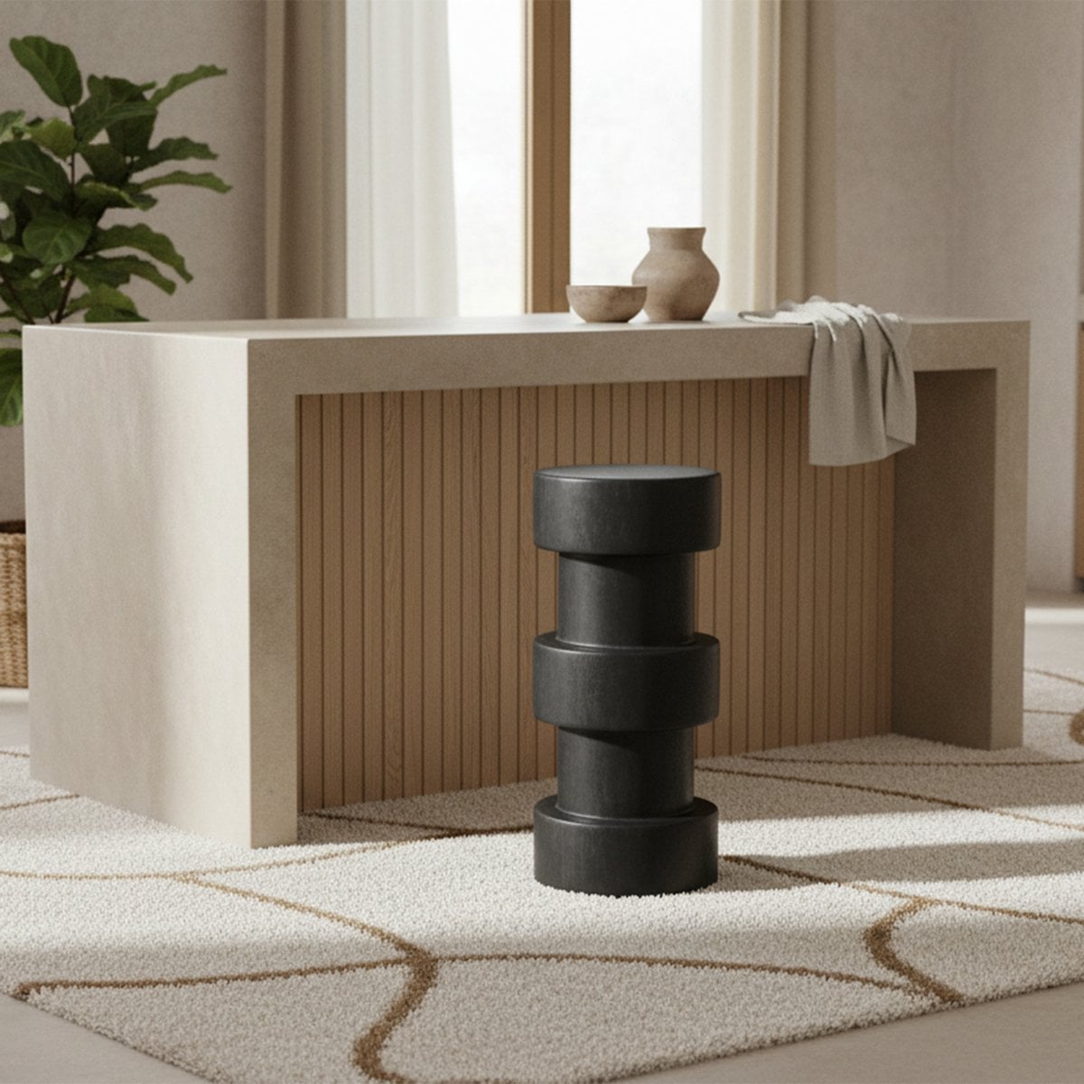 Forma barkruk Totoma zwart - Teakhout - Kruk - BUVV Home