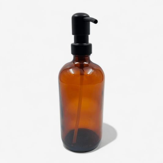Glazen Fles Amber Met RVS Pomp 500 ML - BUVV Home