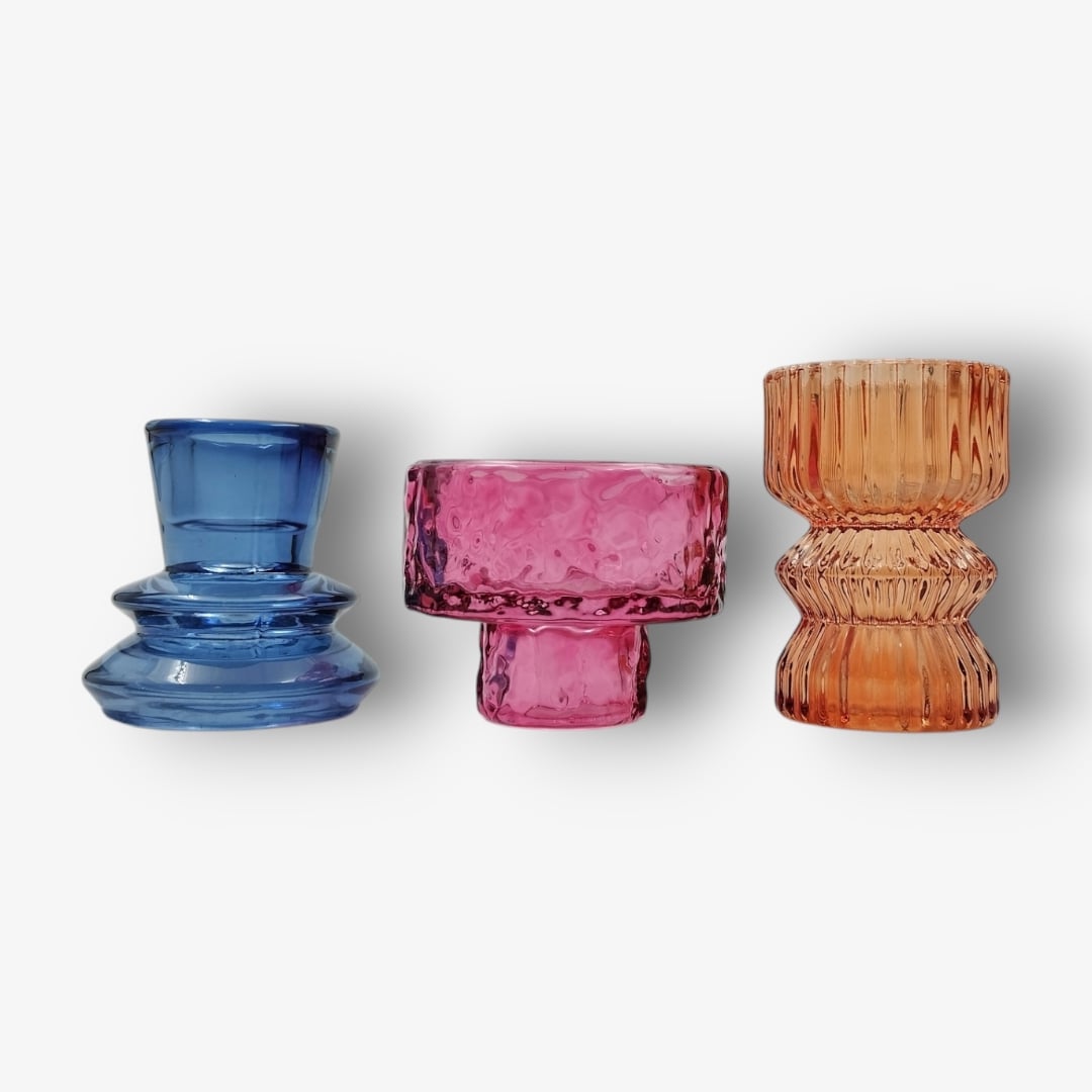 Glazen Waxine - en Kaarsenstandaard Ribbel - Oranje - KaarsenhouderGlazen accessoiresKaarsenhouderModern interieurBUVV Home
