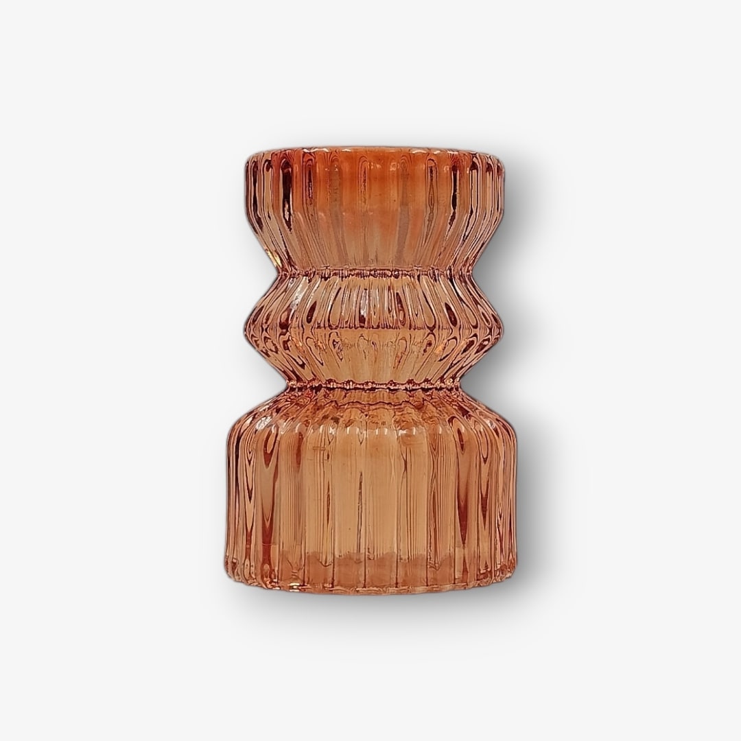 Glazen Waxine - en Kaarsenstandaard Ribbel - Oranje - KaarsenhouderGlazen accessoiresKaarsenhouderModern interieurBUVV Home