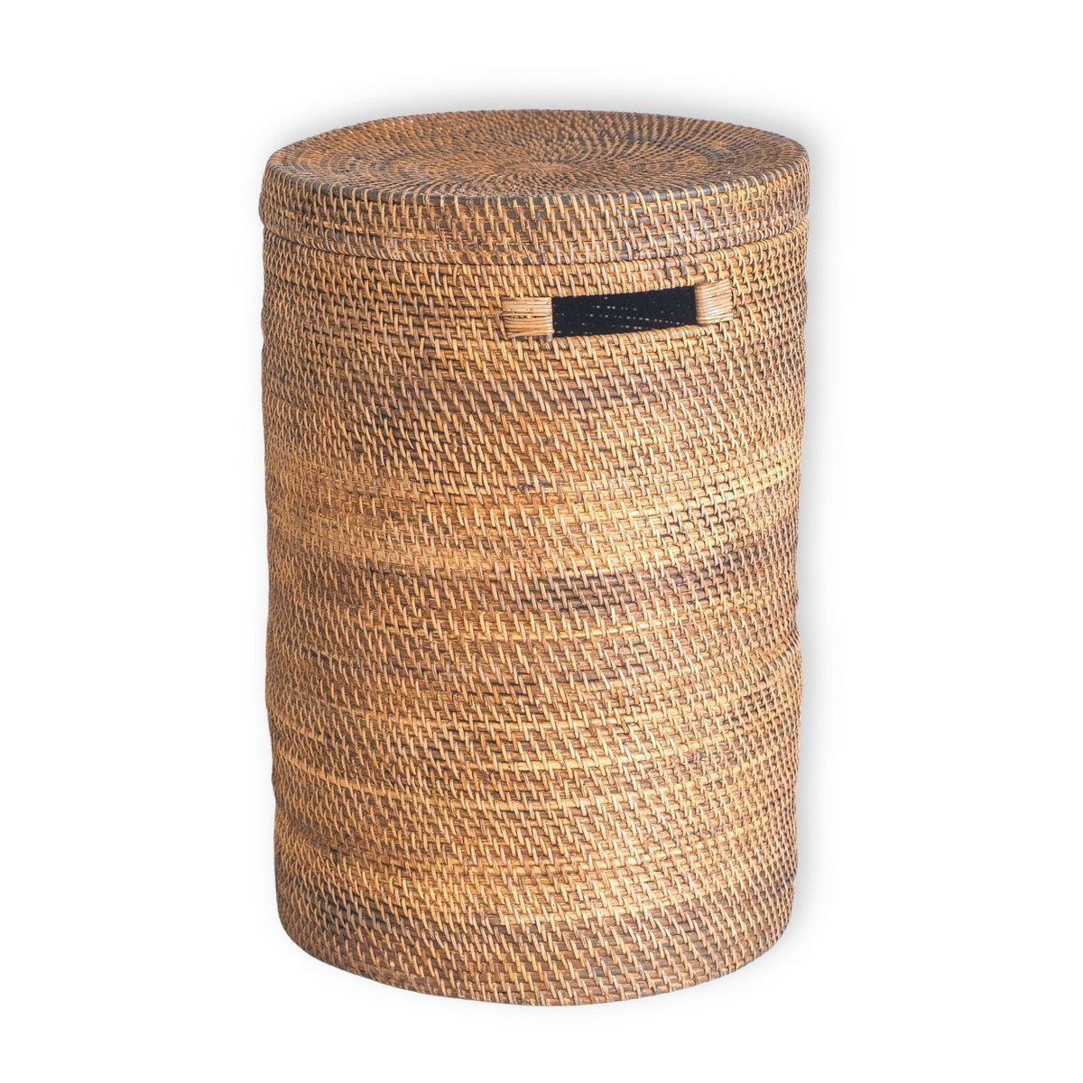 Grote wasmand met deksel - geweven ronde mand - bruine boho opslagmand - decoratieve rotan mand (2 maten Ø 36/40 cm) sari (bruin) - BUVV Home