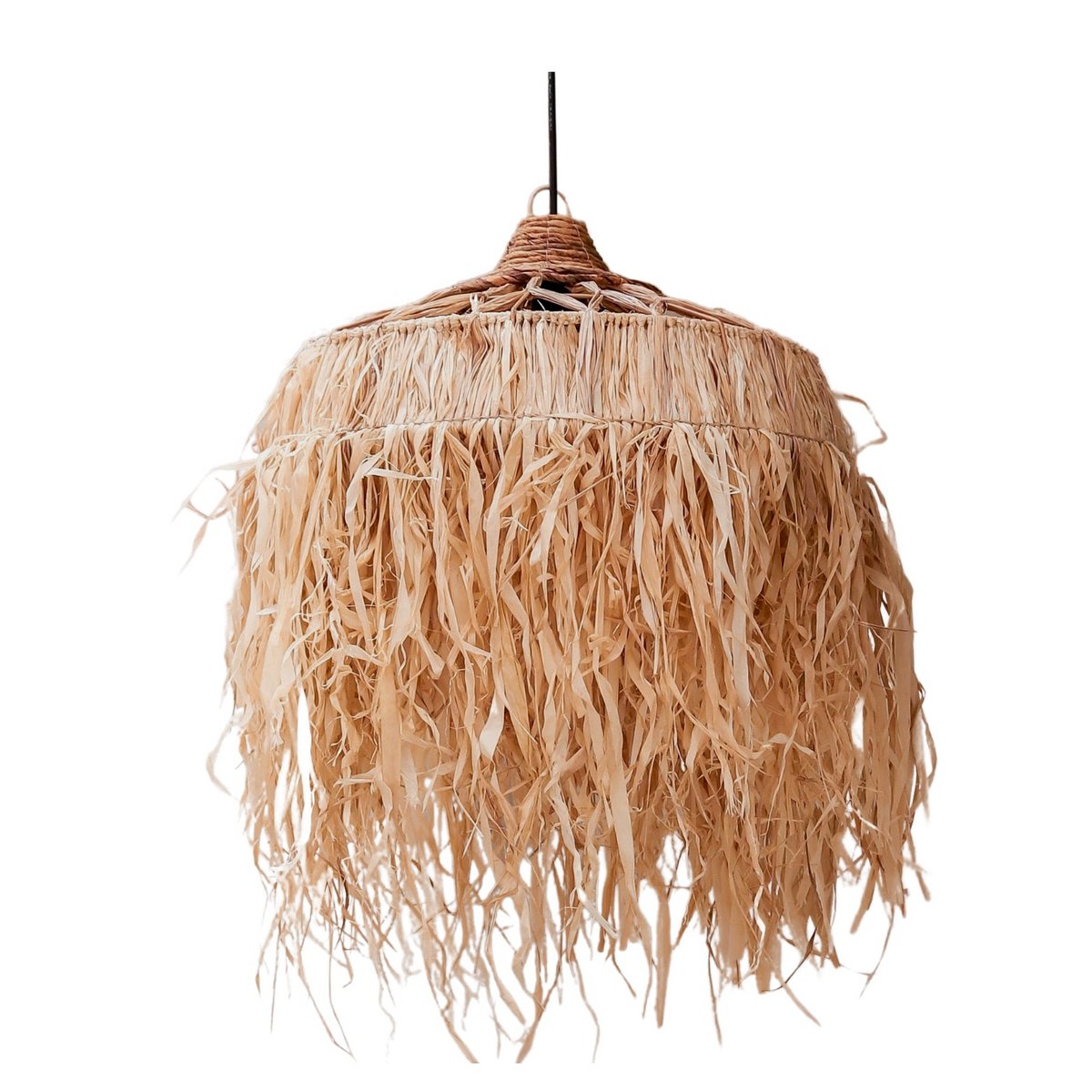 Hanglamp KAWI met Franjes - Handgevlochten Raffia (2 maten) - Lamp - BUVV Home