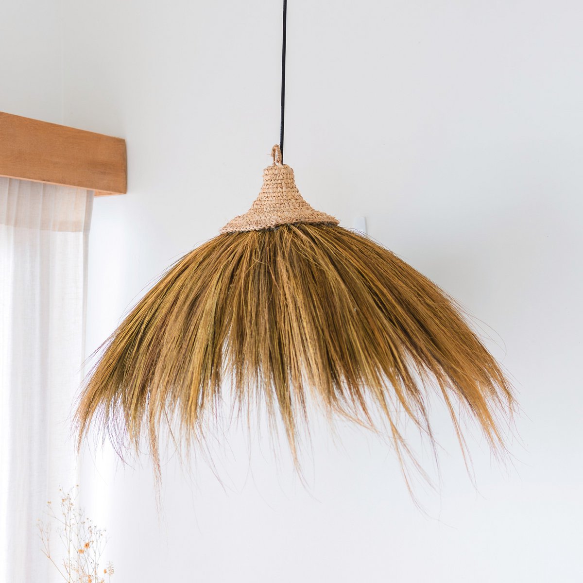 Hanglamp MAWANA met Franjes - Handgevlochten Raffia -Lamp-BUVV Home
