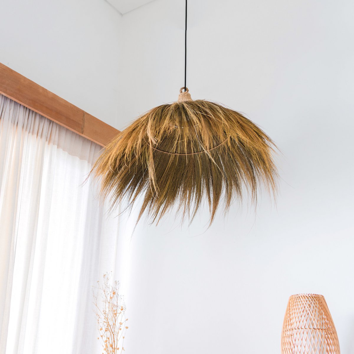Hanglamp MAWANA met Franjes - Handgevlochten Raffia -Lamp-BUVV Home