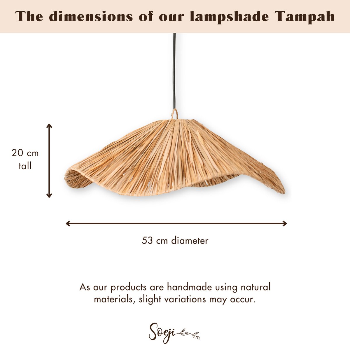 Hanglamp TAMPAH – Handgevlochten raffia (Ø 53 cm) -Lamp-BUVV Home