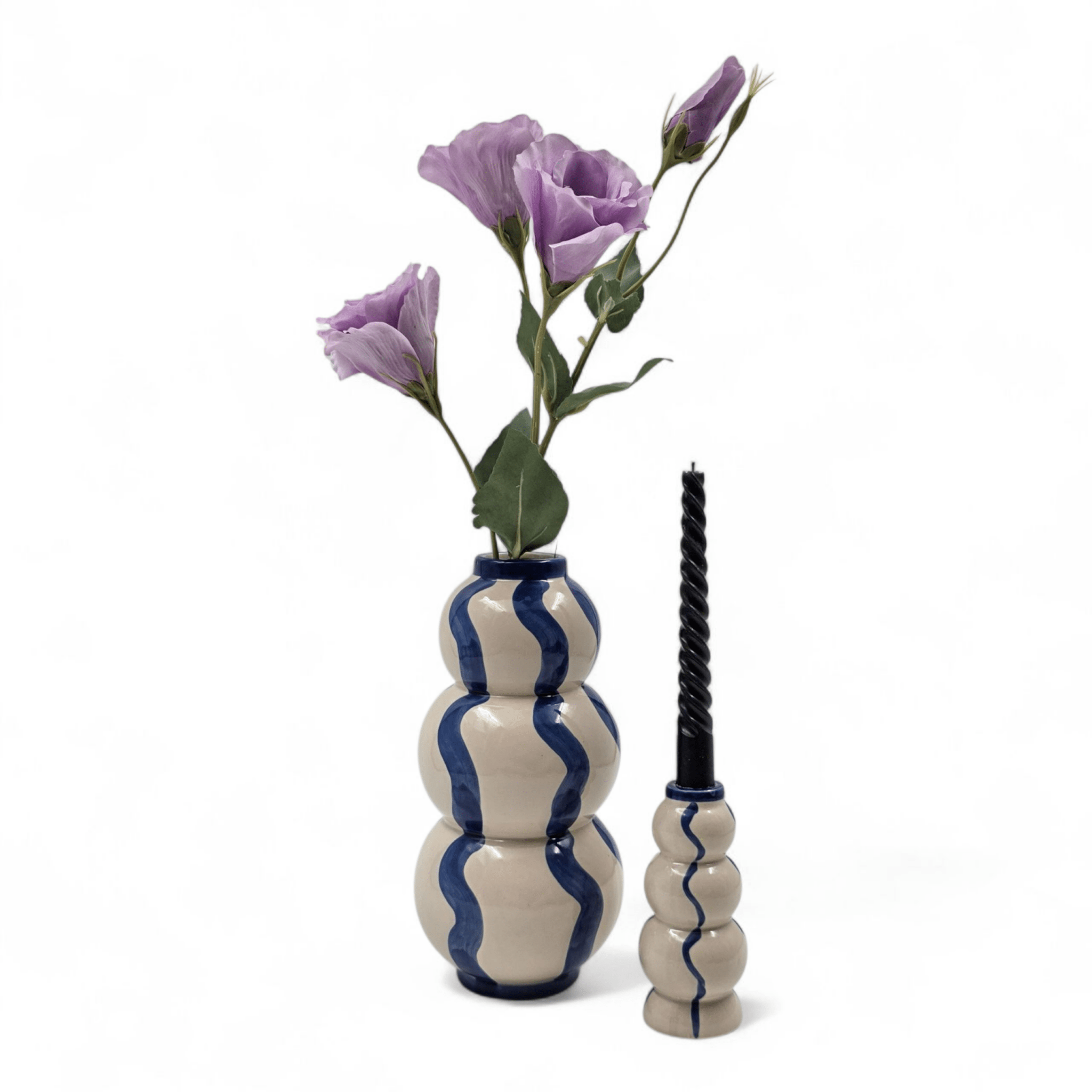 Kaarsenstandaard Stripe Dark Blue - Kaarsenhouder - BUVV Home