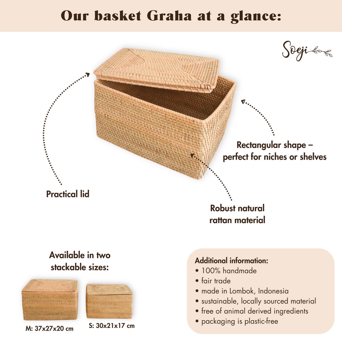 Plankmand Handgeweven GRAHA (2 maten) - Mand - BUVV Home