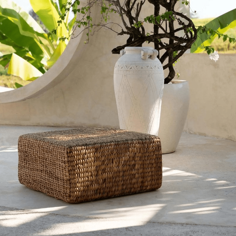 Poef Waterhyacint Vierkant - Naturel - M - Poef - BUVV Home