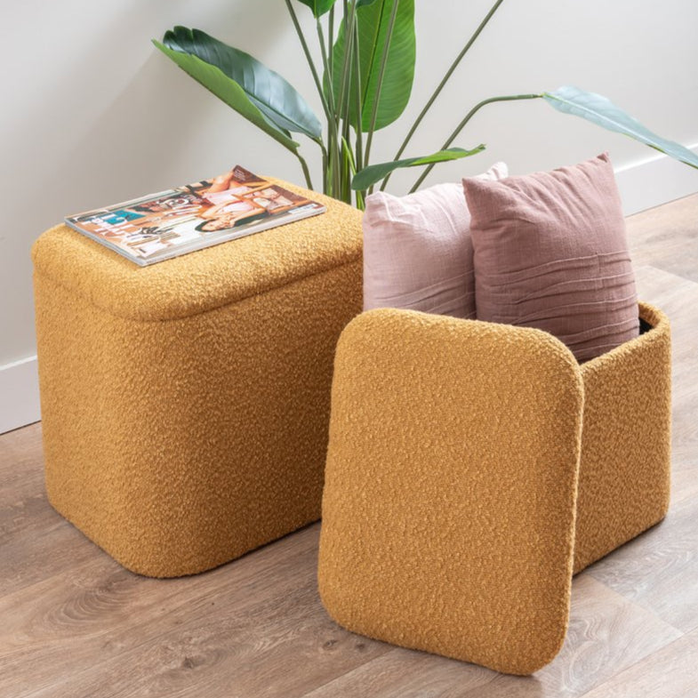 Poefset Ada Opbergruimte - Geel - Poef - BUVV Home