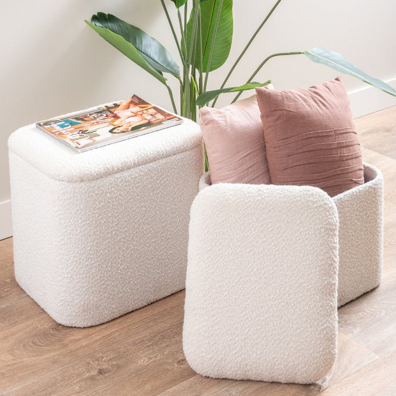 Poefset Ada Opbergruimte - Wit - Poef - BUVV Home