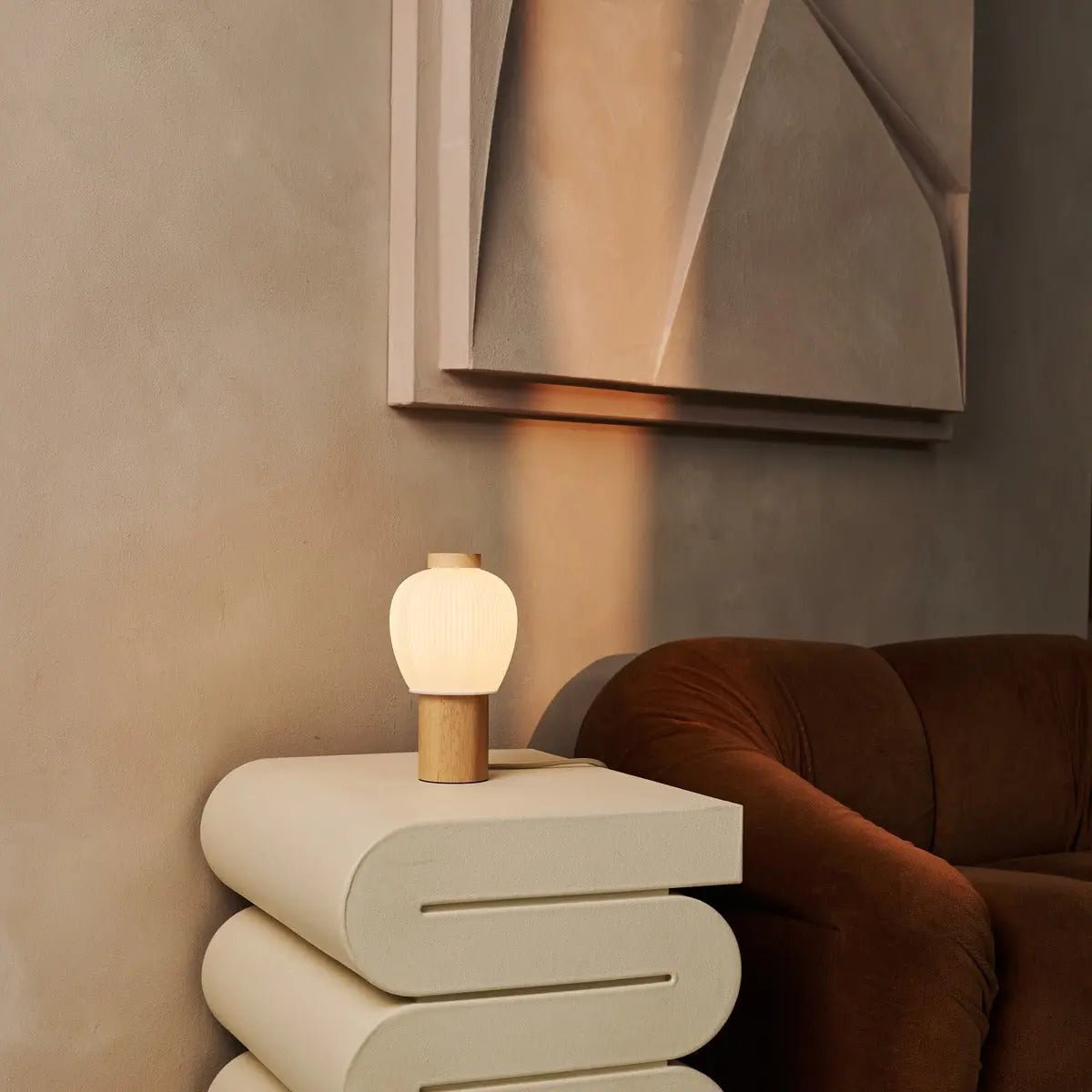 Tafellamp Lot Lichtbruin Hout - Lamp - BUVV Home