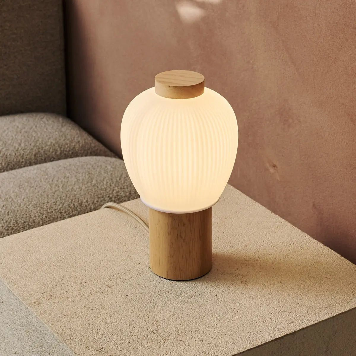 Tafellamp Lot Lichtbruin Hout - Lamp - BUVV Home