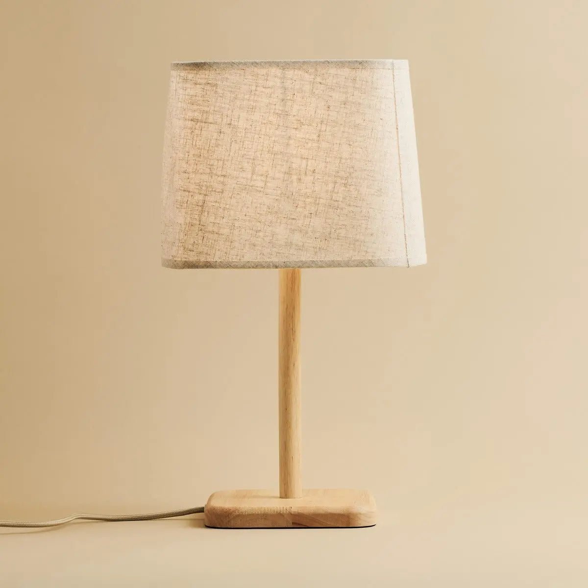 Tafellamp Marley Hout - met Zandkleurige Lampenkap - Lamp - BUVV Home