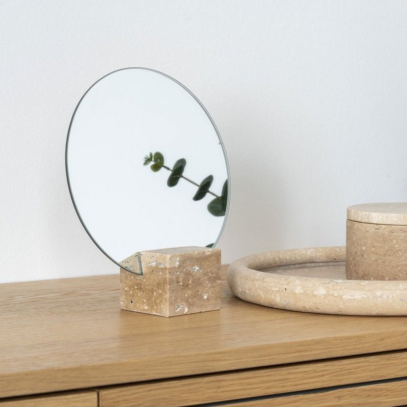 Tafelspiegel Rond Travertijn - Spiegel - BUVV Home